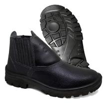 3X Bota Botina De Segurança Com Elástico Couro Pedreiro Bico 3X Bota Botina De Segurança Com Elástico Couro Pedreiro Bico