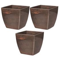 3X Cachepô Elegance Quadrado 02 (1,7L) Café NUTRIPLAN