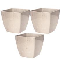 3X Cachepô Elegance Quadrado 02 (1,7L) Travertino NUTRIPLAN