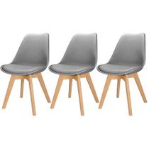 3X Cadeira Charles Eames Leda Design Wood Estofada Base Madeira 3X Cadeira Charles Eames Leda Design Wood Estofada Base Madeira