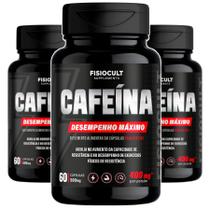3x Cafeina 200mg Suplemento Para Atletas 60 Capsulas Formula Concentrada Uso Adulto Sem Acucar Sem Gluten Fisiocult