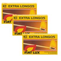 3x Caixas De Fósforo Extra Longo Fiat Lux Com 50 Unidades