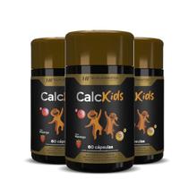 3x calcio kids 60caps mastigavel sabor morango hf suplements