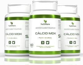 3x Cálcio MDK (Cálcio, Magnésio, Vitamina D e Vitamina K2) 60 Capsulas de 530mg Tuttiflora