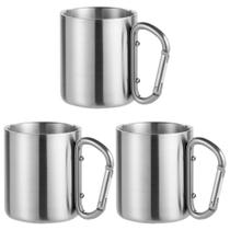 3x Caneca com Mosquetão Inox 220ml Sortido - Ke Home 3x Caneca com Mosquetão Inox 220ml Sortido - Ke Home