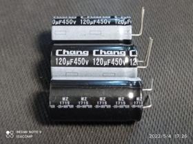 3x Capacitor Eletrolítico 120uf/450v 105º 18x36mm Chang 3x Capacitor Eletrolítico 120uf/450v 105º 18x36mm Chang