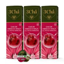 3X Cápsula De Chá Hibisco E Maça 3Cha Tres 3 Corações 10Un
