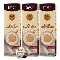 3x Cápsula de Latte Macchia Tres 3 Corações 10 Unidades
