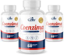 3x Coenzima Q10 (Ubiquinona)100mg Por Porção + Vitamina E 60 Capsulas Celliv