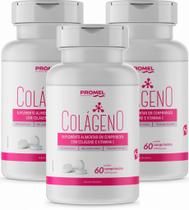 3x Colágeno Hidrolisado Com Vitamina C Promel 60 Comprimidos de 1000mg