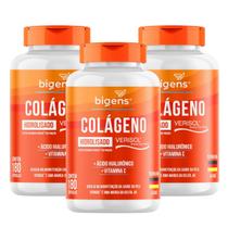 3x Colágeno Verisol + Acido Hialurônico Bigens 180 Capsulas