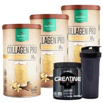 3x Collagen Pro - 450g Nutrify - Proteína do Colágeno + Creatina Pura - 300g - Black + Coqueteleira