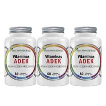3x Complexo Vitaminas Adek A, D, E, K 180 Cápsulas 500mg - Flora nativa do Brasil