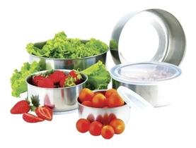 3X Conjunto De Potes Para Alimentos Inox Com Tampa Jogo 5 Un 3X Conjunto De Potes Para Alimentos Inox Com Tampa Jogo 5 Un
