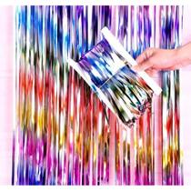 3X Cortina Metalizada Colorida Franja 2x1mts Multicor Metálica Para Decoração De Festa 3X Cortina Metalizada Colorida Franja 2x1mts Multicor Metálica Para Decoração De Festa