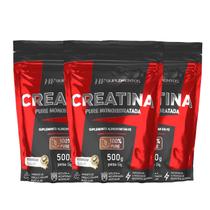 3x creatina monohidratada 100% pura 500g hf suplementos