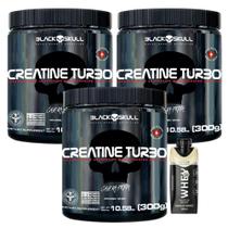 3x Creatina Turbo - 300g - Black Skull + Whey Shake Protein 250ml - Dux