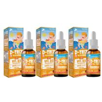 3x D-trix Vitamina D3 Em Gotas 30ml 10mcg Sabor Morango - Flora Nativa do Brasil