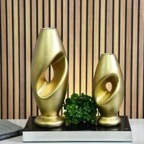 3X Enfeite Rack Sala Trio Vaso Branco Decorativo Objetos Dec