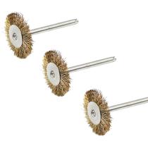 3x Escova Rotativa Circular De Latão Para Micro Retifica