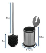 3X Escova Sanitaria Banheiro Aço Inox Vassoura Limpeza Vaso