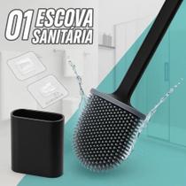 3X Escova Sanitaria De Silicone Preta Vaso Banheiro Privada