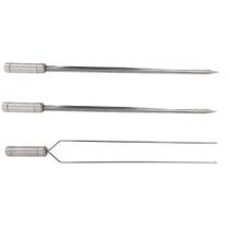 3x Espetos Para Churrasco Inox Espada e Duplo Lâmina 50cm