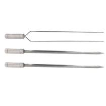 3x Espetos Para Churrasco Inox Espada e Duplo Lâmina 80cm