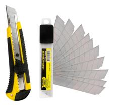 3X Estilete Profissional Emborrachado C/Trava 18Mm + 10 Lami