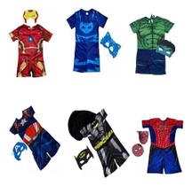 3X Fantasia Menino Morcego E Super-Heróis Com Máscara 3X Fantasia Menino Morcego E Super-Heróis Com Máscara