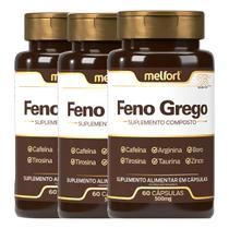 3x Feno Com Taurina, Arginina, Boro, Tirosina 180 Cápsulas 500mg Melfort