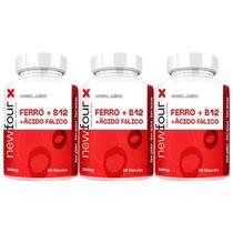 3x Ferro + Vitamina B12 + Ácido Folico 180 Cápsulas 500mg - New Four