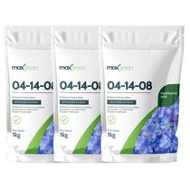 3X Fertilizante Mineral Misto NPK 04-14-08 (1Kg) MAXGREEN