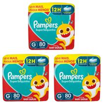 3x Fralda descartável Pampers Supersequinha Tamanho G 80 Un