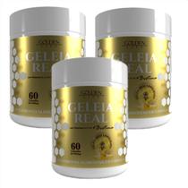 3x Geleia Real com Biotina- Vitaminas A ,C, E- 60 Cápsulas