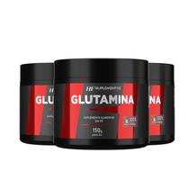 3x glutamina 150g hf suplementos
