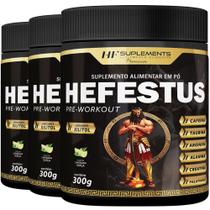 3x HEFESTUS PRÉ-TREINO 300G LIMONADA SUIÇA HF SUPLEMENTS