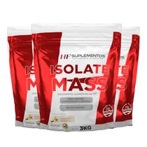 3x hipercalorico isolate mass 3kg baunilha hf suplementos