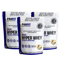 3x Hyper Whey Protein Isolado Baunilha Profit 900g