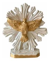 3X Imagem Divino Espírito Santo 25Cm Gesso Perolado Dourado