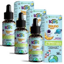 3x Imuno Kids Em Gotas Vit B6 B9 B12 A D C Zinco Sabor Morango 90ml Ecomev