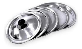 3X Jogo 5 Tampas Para Panelas N16 A 24 De Alumínio C/Puxado 3X Jogo 5 Tampas Para Panelas N16 A 24 De Alumínio C/Puxado