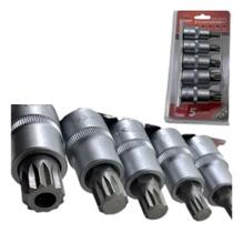 3X Jogo Soquete Bits Multidentado 1/2Pol Com 5 Peças Corneta 3X Jogo Soquete Bits Multidentado 1/2Pol Com 5 Peças Corneta