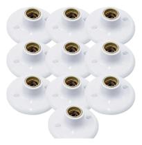 3X Kit 10 Plafon Simples Suporte Lâmpadas Bocal Cerâmico E27