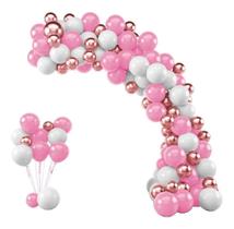 3X Kit 150 Balões Bexigas Rosa + Branco + Rose Gold Metaliza 3X Kit 150 Balões Bexigas Rosa + Branco + Rose Gold Metaliza