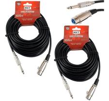 3X Kit 2 Cabo De Microfone P10 Mono Para Cannon Xlr Fêmea 10