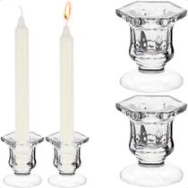3X Kit 2 Castiçal De Vidro Porta Vela Enfeite Decoração Vene