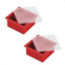 3X Kit 2 Formas Silicone 4 Gelo Cubo Grande Whiskey Com Tamp 3X Kit 2 Formas Silicone 4 Gelo Cubo Grande Whiskey Com Tamp