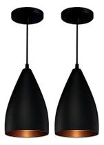 3X Kit 2 Lustres Pendentes Vegas Preto Com Cobre Srp Alumíni 3X Kit 2 Lustres Pendentes Vegas Preto Com Cobre Srp Alumíni