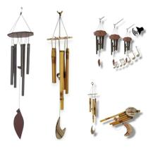 3X Kit 2 Sinos Dos Ventos Metal+Sino Bambu Pendente Eng Shu